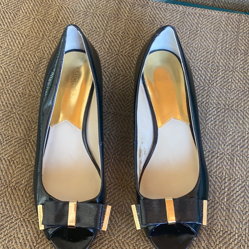 Michael Kors Black and Gold Wedges